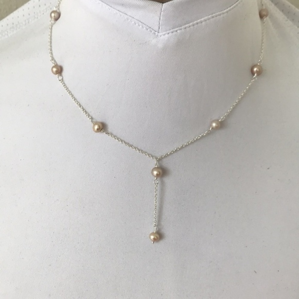 Real pearls 925 silver necklace